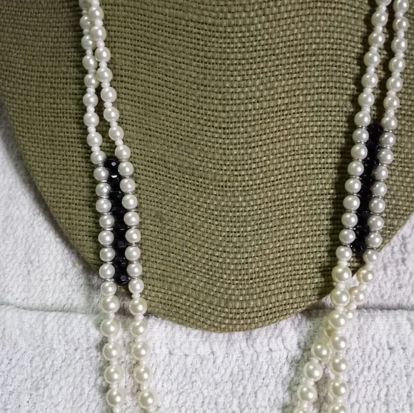 Nrt faux pearl black faceted beads necklace - Picture 4 of 7